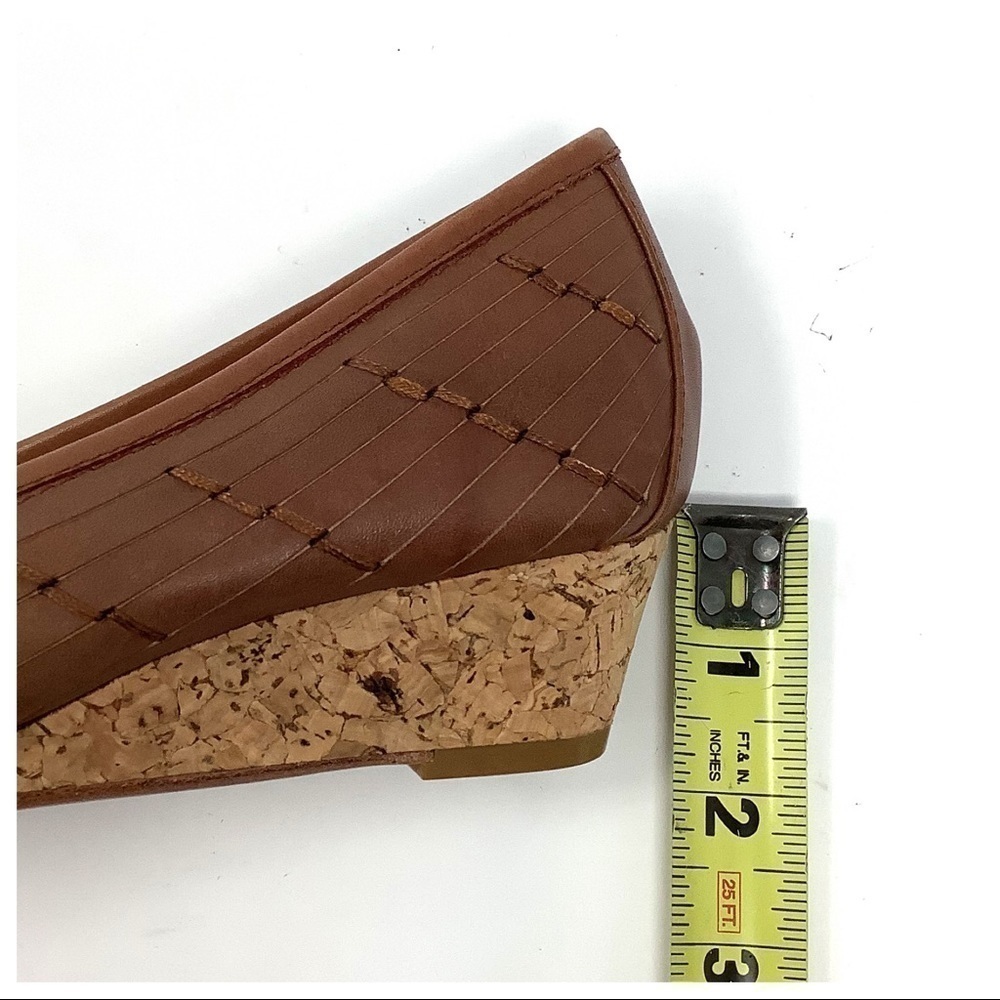 FINAL PRICE Taryn Rose Sadey Leather Peep Toe Cork Wedges 6.5M - Picture 13 of 14